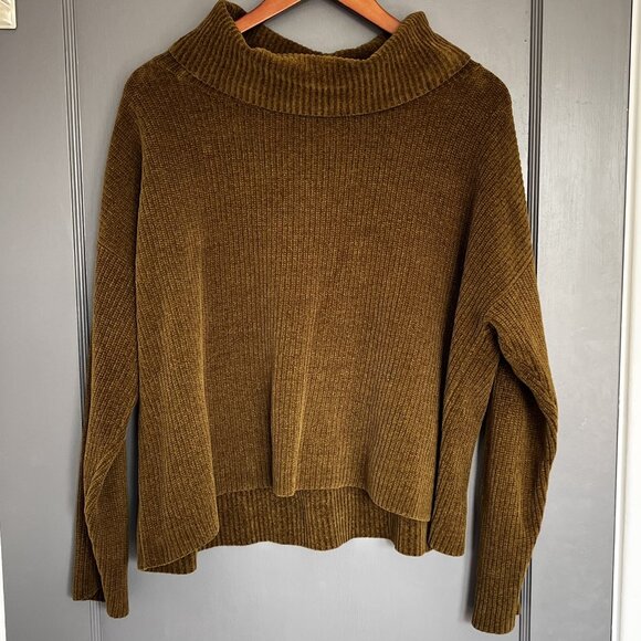 Eileen Fisher Org Cotton Chenille Turtleneck Sweater Serpentine Green Size SMALL - Picture 1 of 11